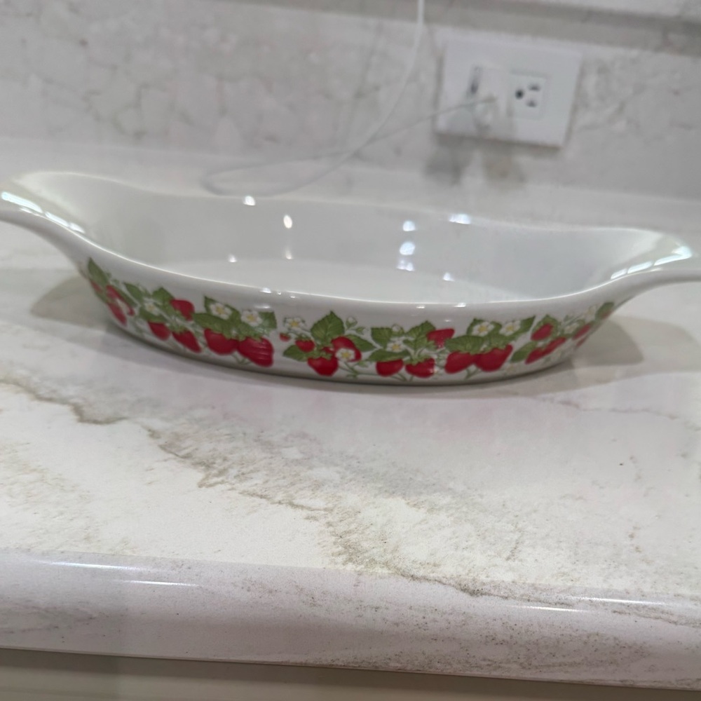 Vintage 1989 Petal Pets Strawberry Casserole Dish: Floral Serving Bowl